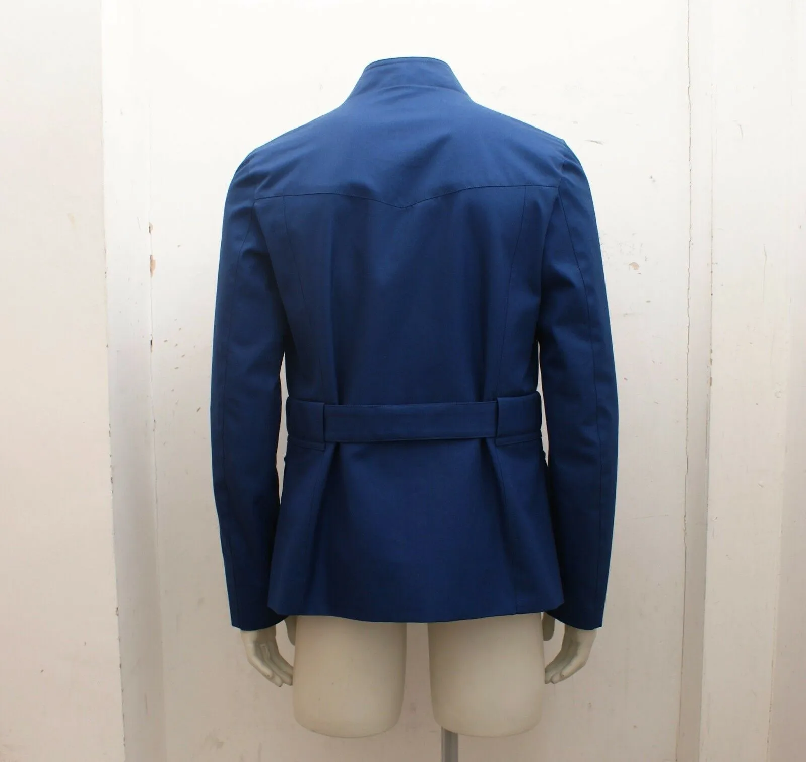 Royal Blue Belted Military Style Coat Jacket