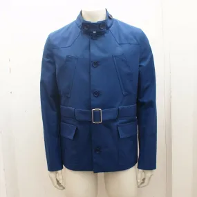 Royal Blue Belted Military Style Coat Jacket