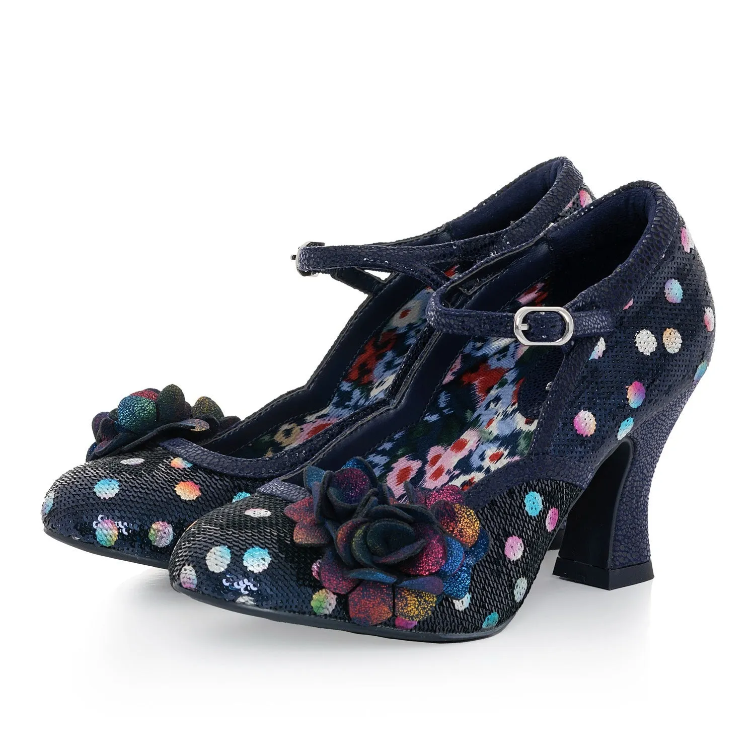 Nina Navy Sequins Mary Jane Heels by Ruby Shoo