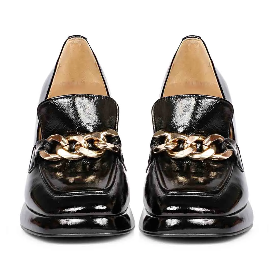 Saint Benote Black Patent Leather Handcrafted Moccasins