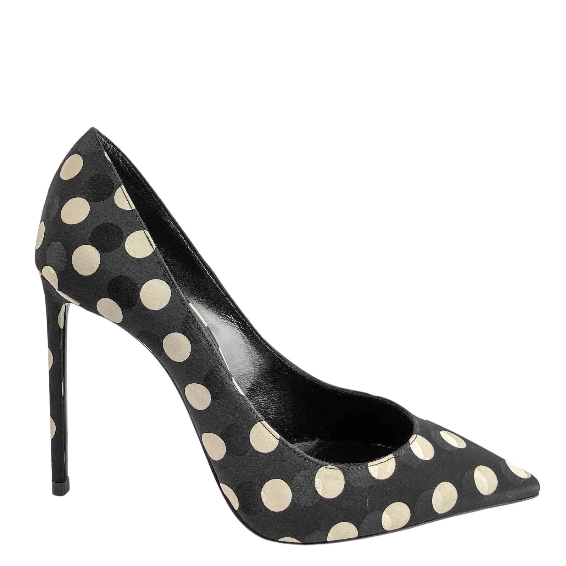 Saint Laurent Polka Dot Heels in Black and Cream