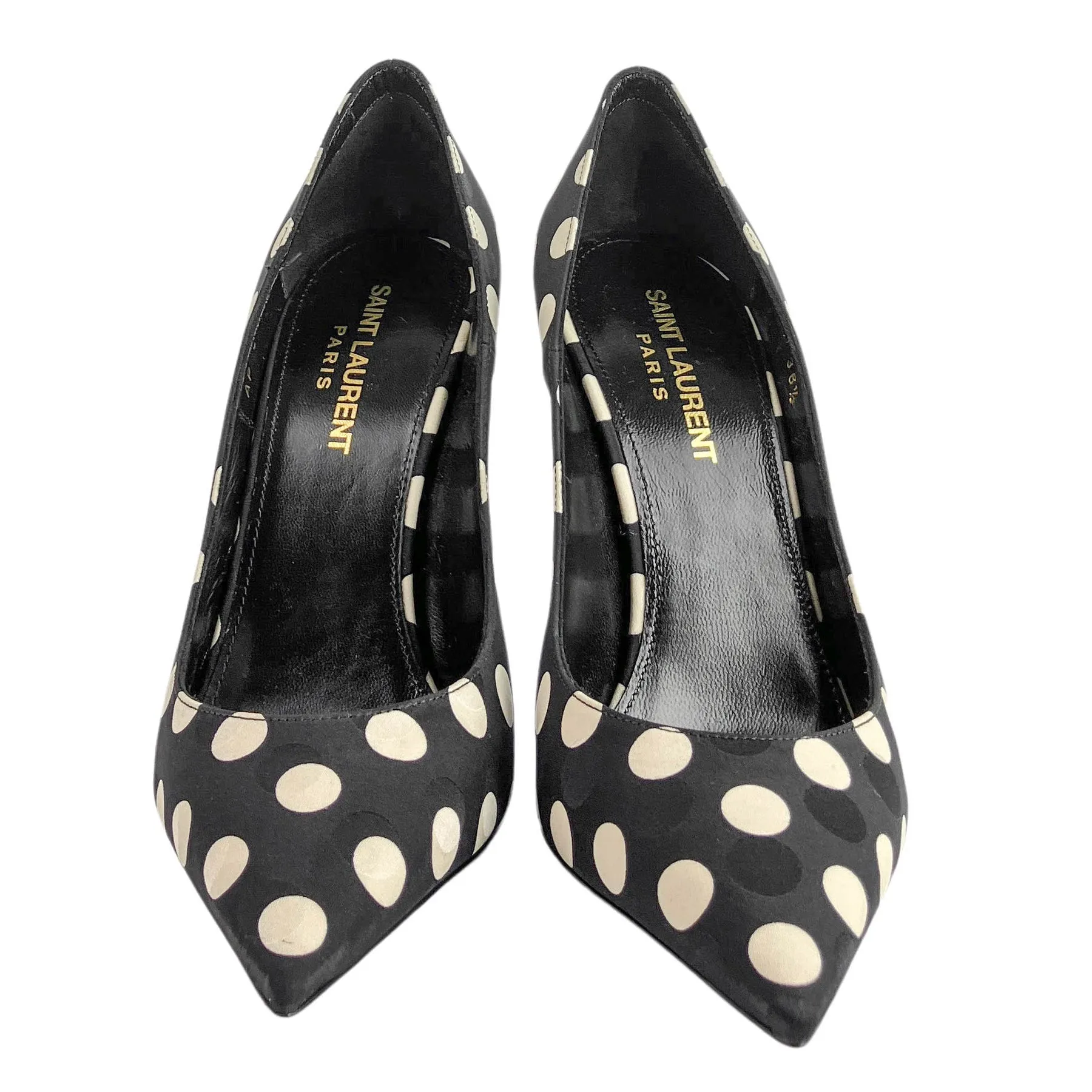 Saint Laurent Polka Dot Heels in Black and Cream