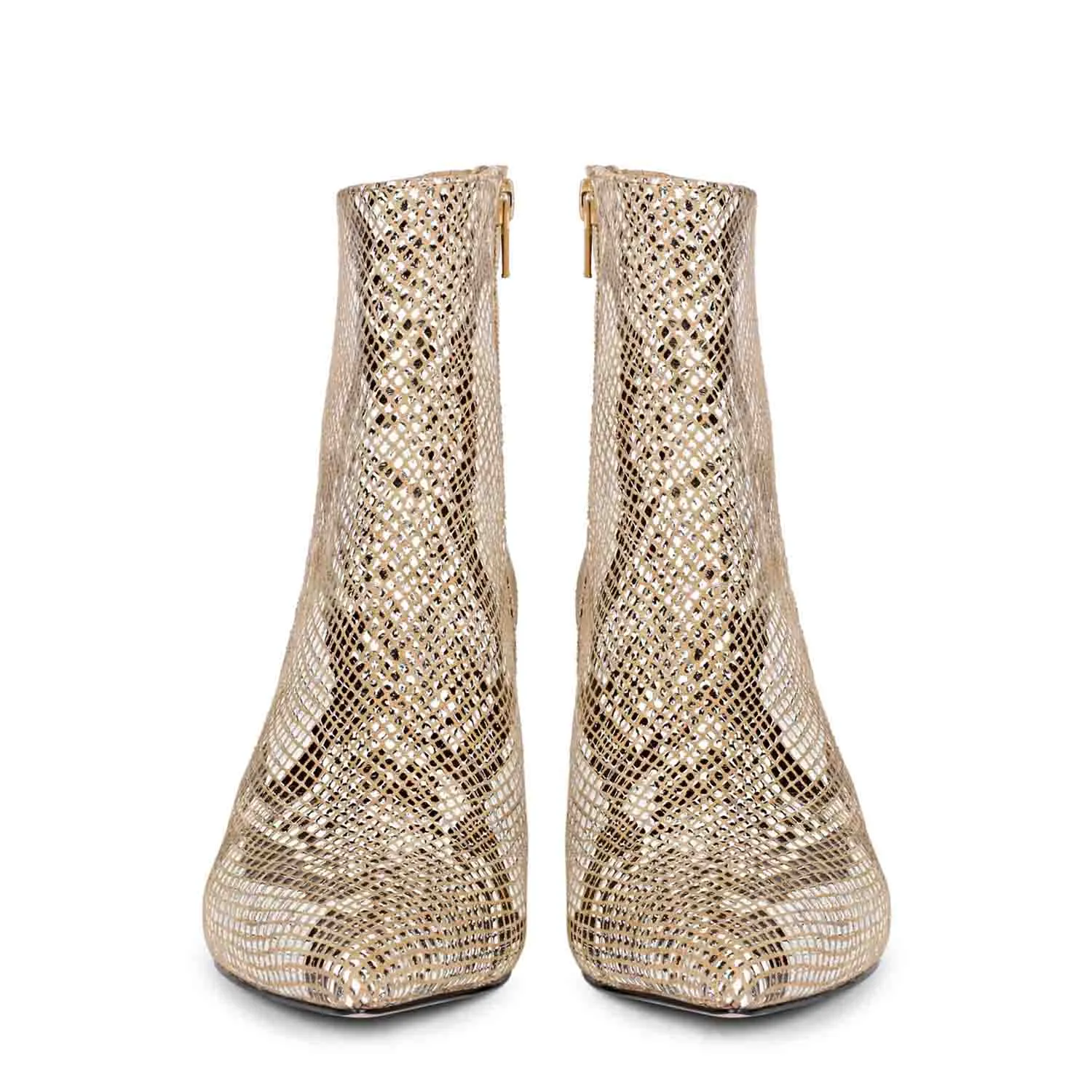 Saint Lottie Brown Snake Print Leather Kitten Heel Ankle Boots