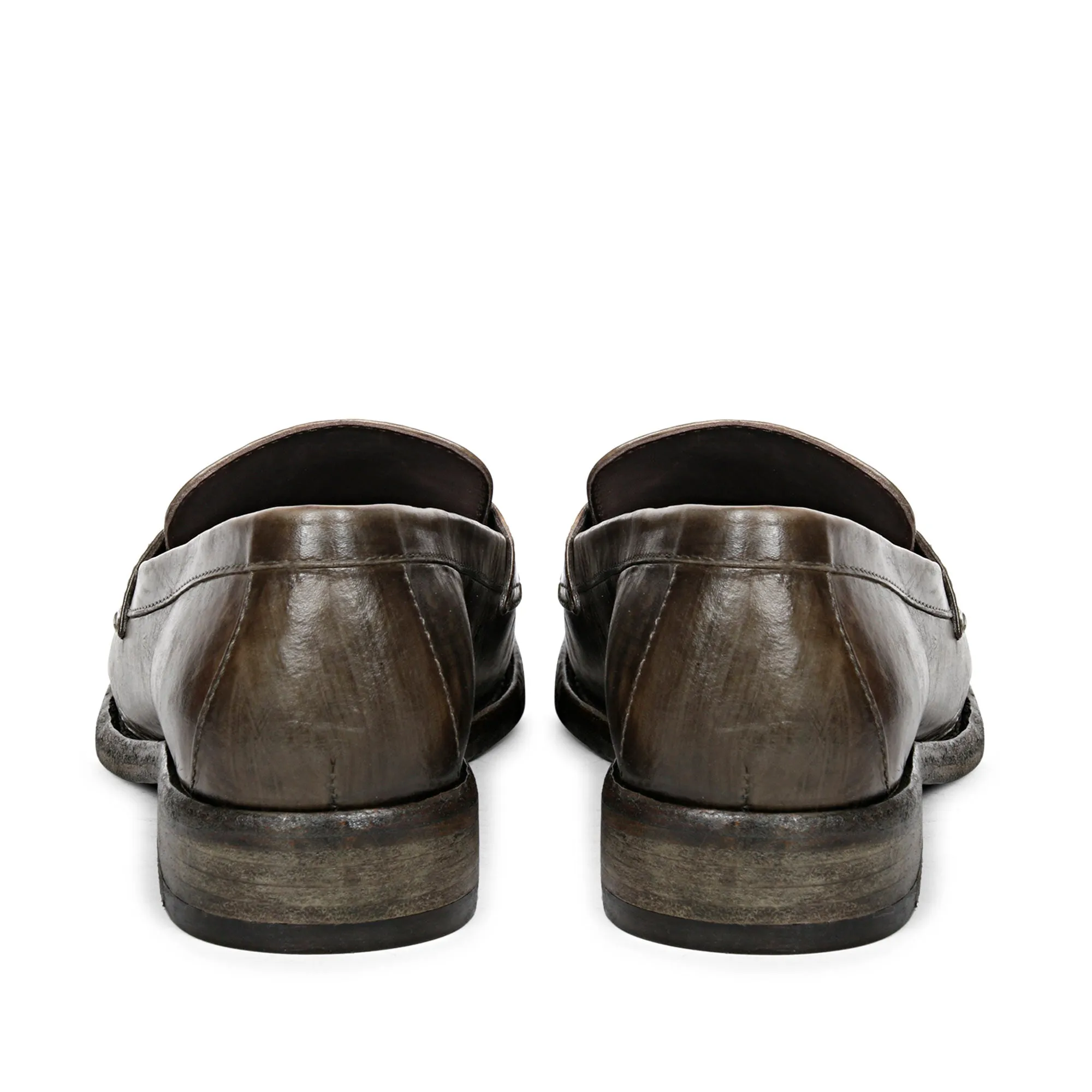 Saint Micola Khaki Leather Washed Moccasins