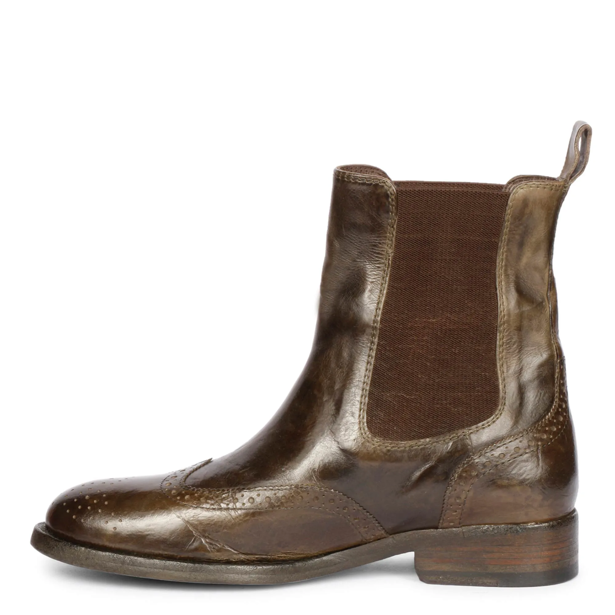 Saint Santina Khaki Leather Washed Ankle Boots