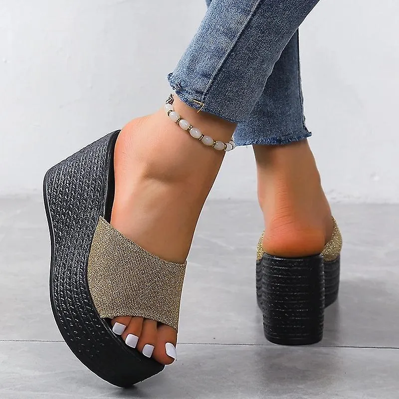 Summer Platform Sandals for Women - Trendy High Heels Slides for Beach and Pool