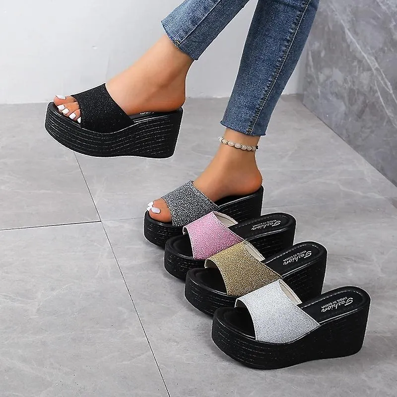 Summer Platform Sandals for Women - Trendy High Heels Slides for Beach and Pool