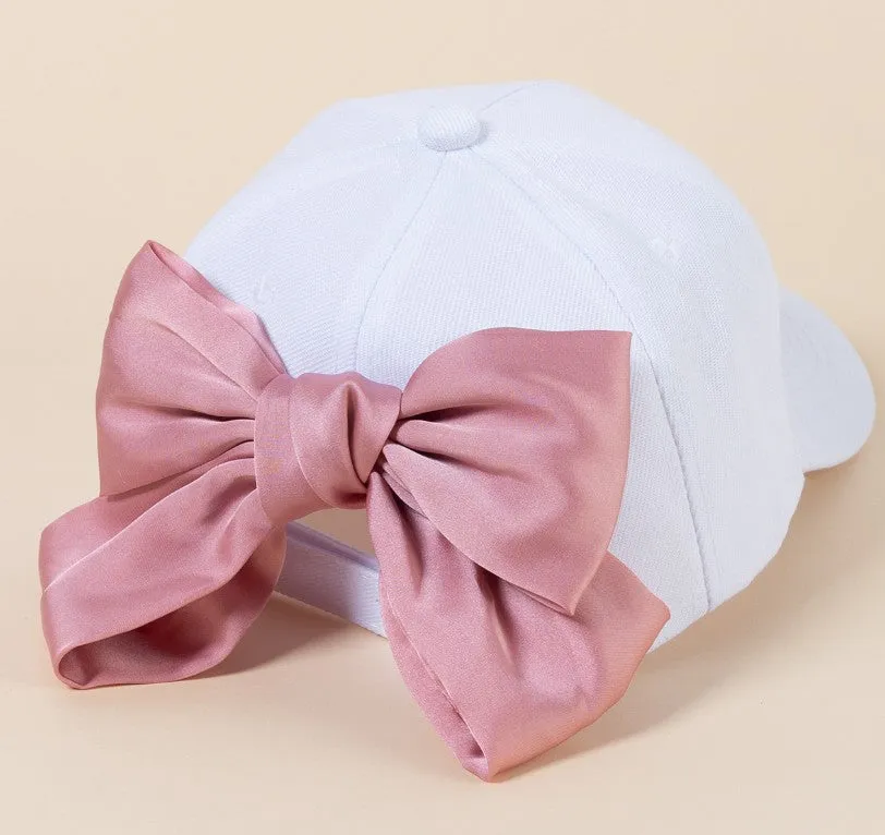 Satin White Bow Back Hat