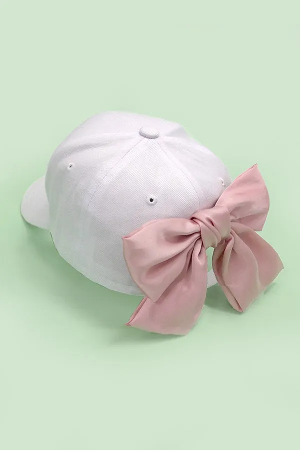 Satin White Bow Back Hat