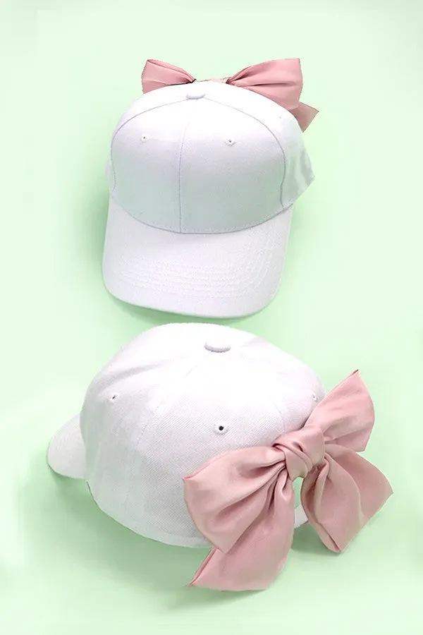 Satin White Bow Back Hat