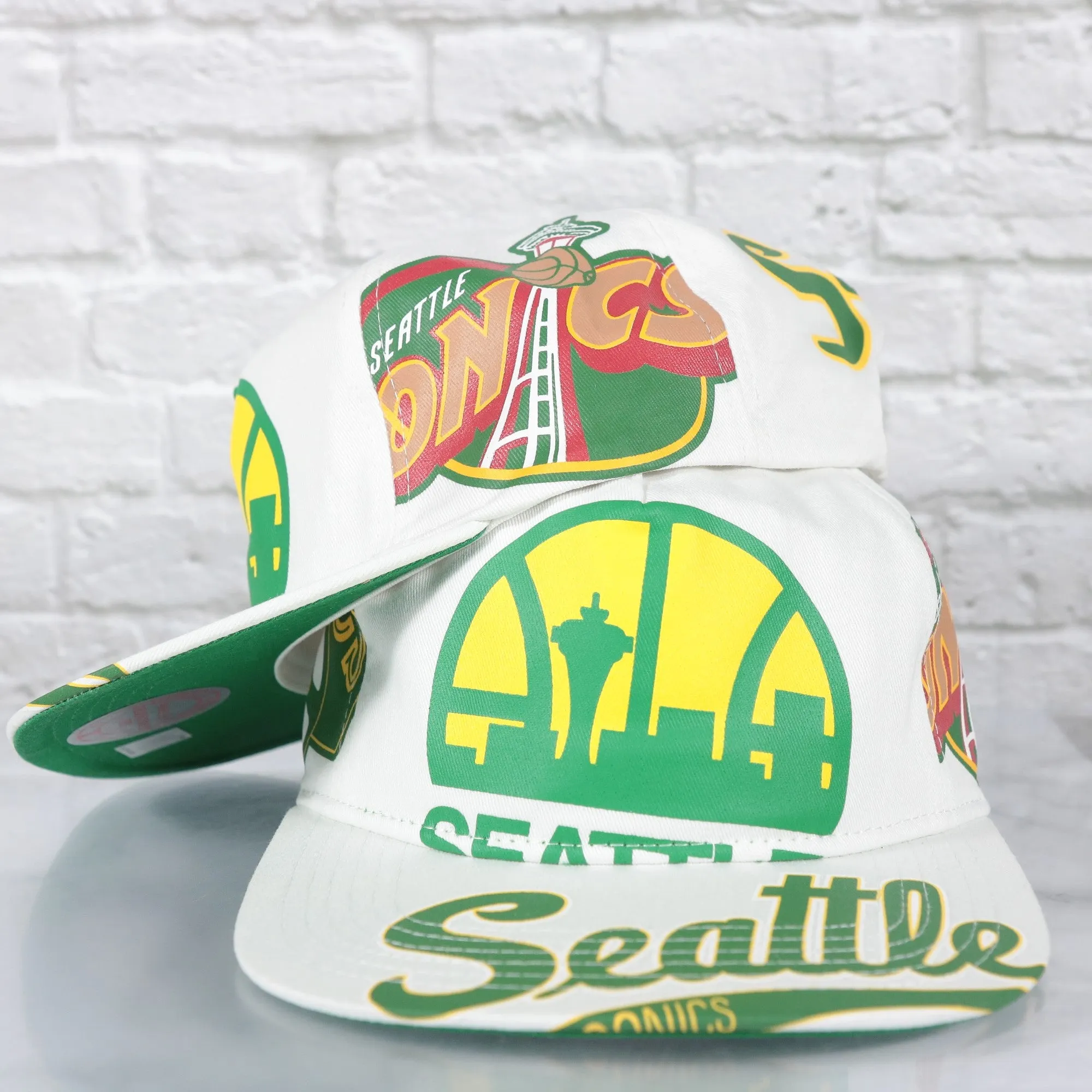 Seattle Supersonics Hardwood Classics In Your Face Deadstock Green bottom | White Snapback Hat