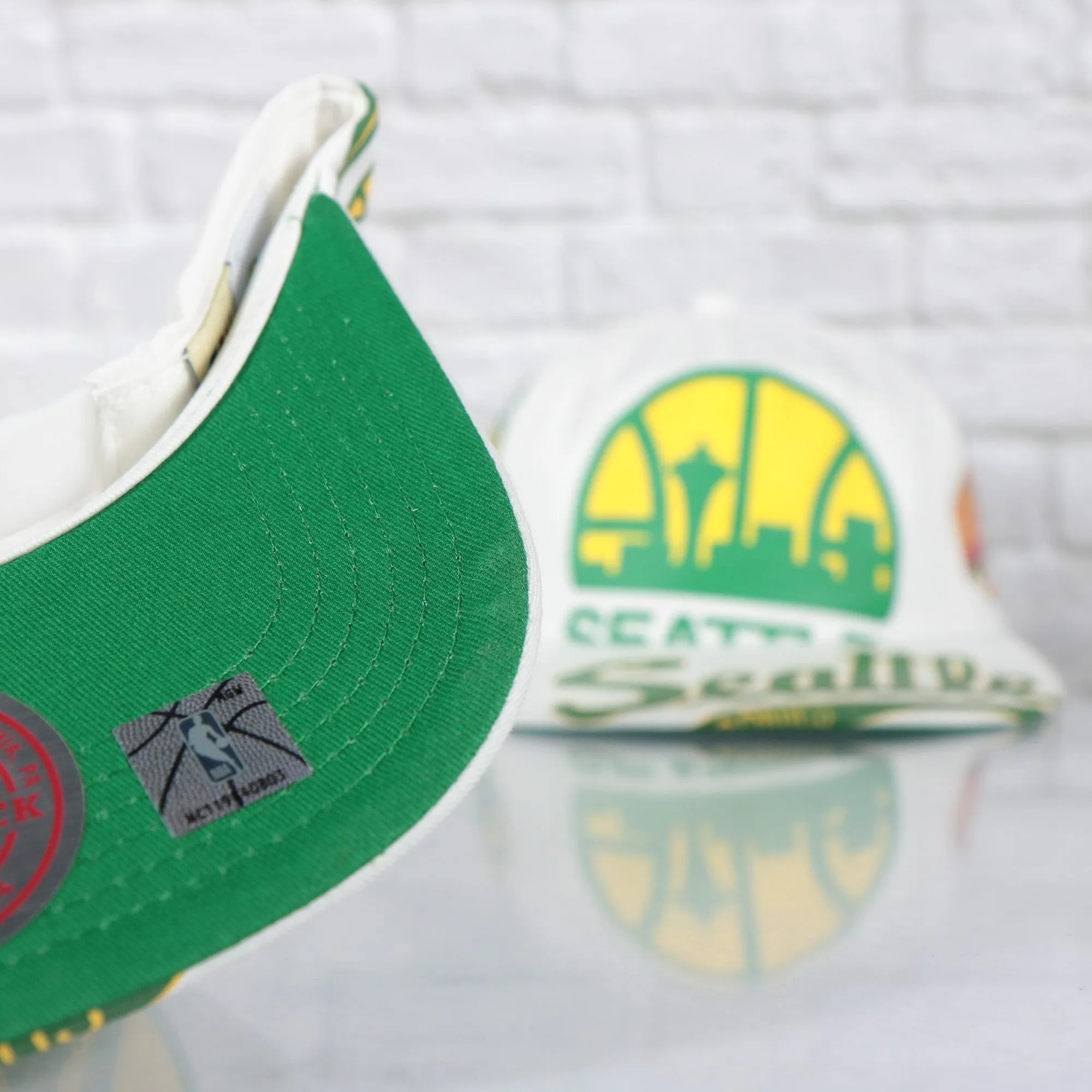 Seattle Supersonics Hardwood Classics In Your Face Deadstock Green bottom | White Snapback Hat