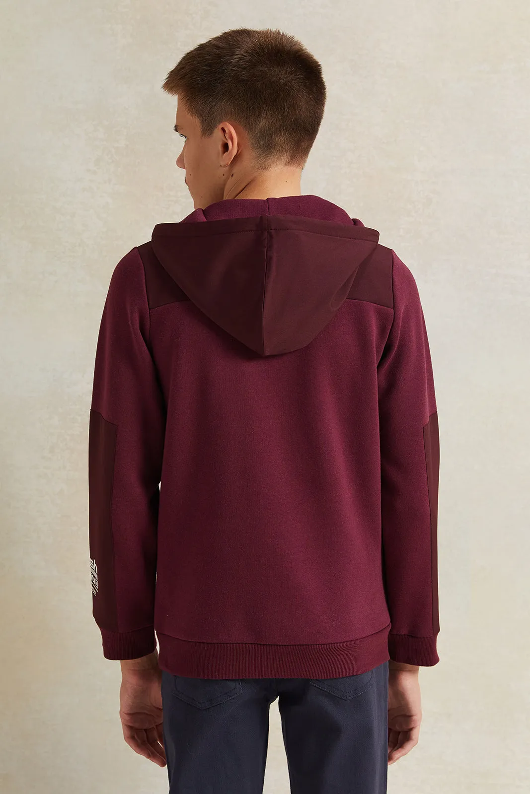 Senior Boys Burgundy Half Zip Sweatshirt