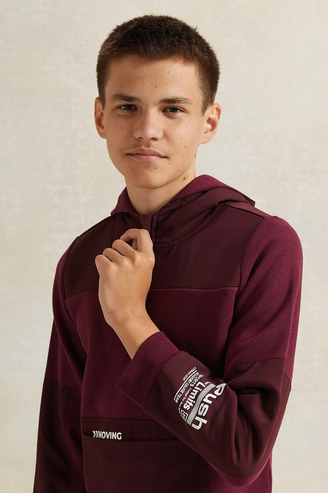 Senior Boys Burgundy Half Zip Sweatshirt