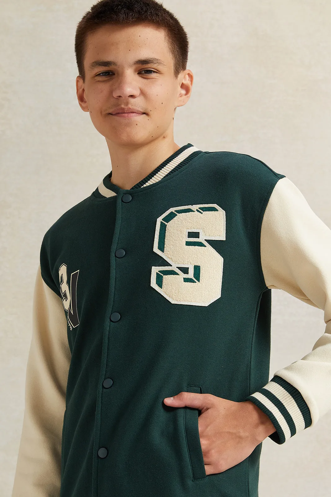 Senior Boys Green Baseball Sweatshirt