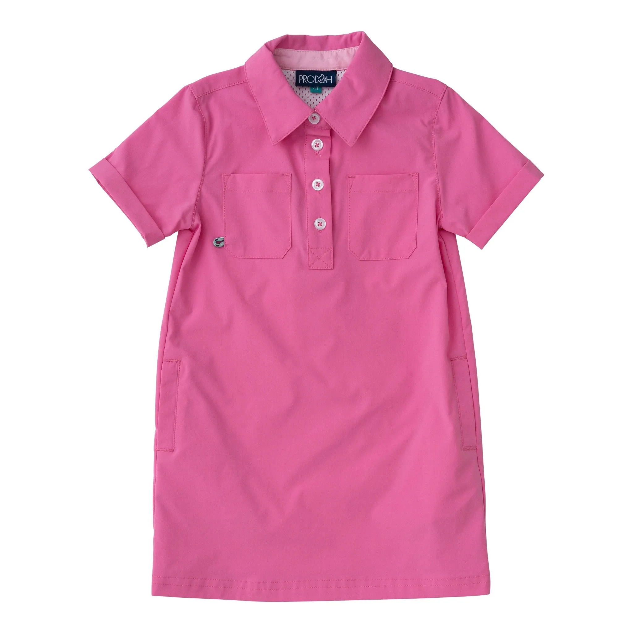 Short Sleeve Fishing Shirt Dress in Cheeky Pink