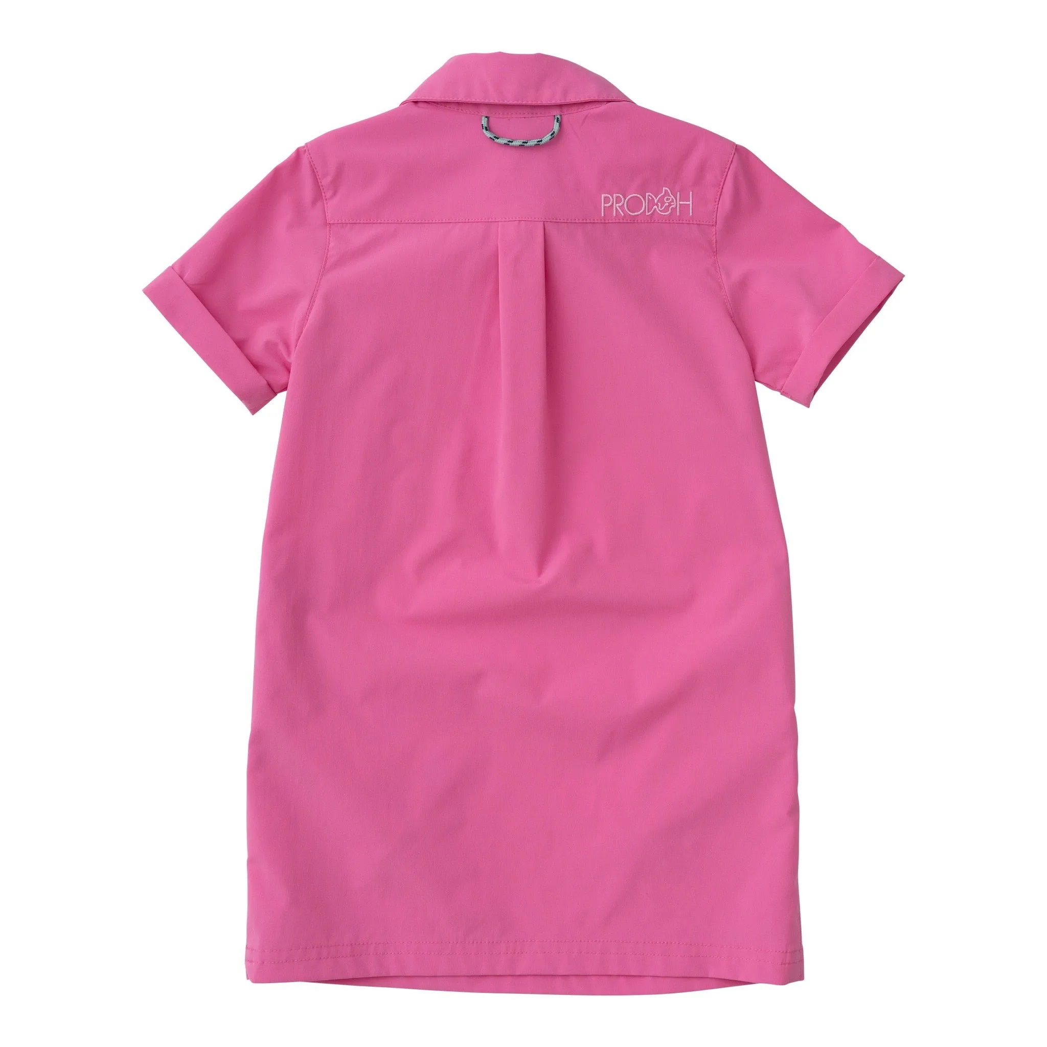 Short Sleeve Fishing Shirt Dress in Cheeky Pink