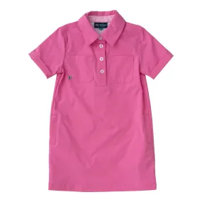 Short Sleeve Fishing Shirt Dress in Cheeky Pink