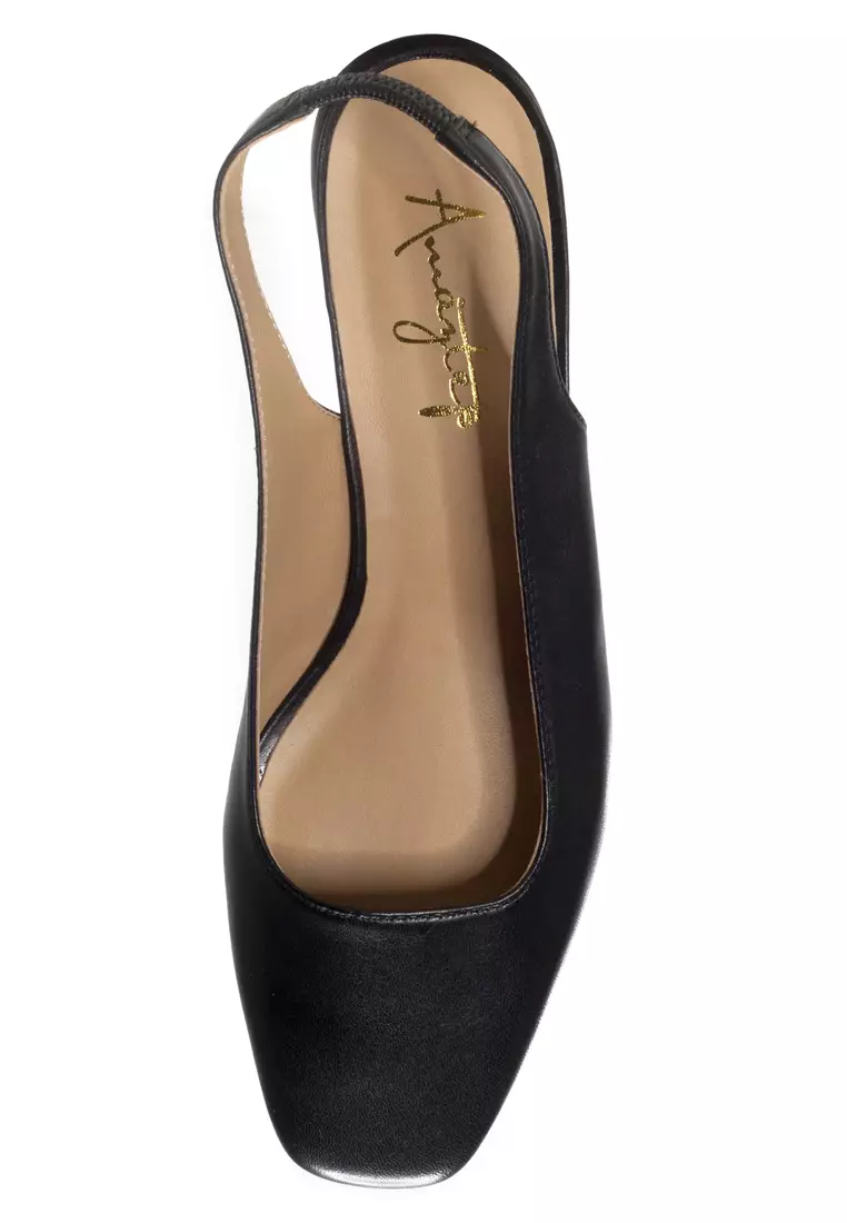 Shu Talk AMAZTEP Squared Toe SlingBack Blocked Heels