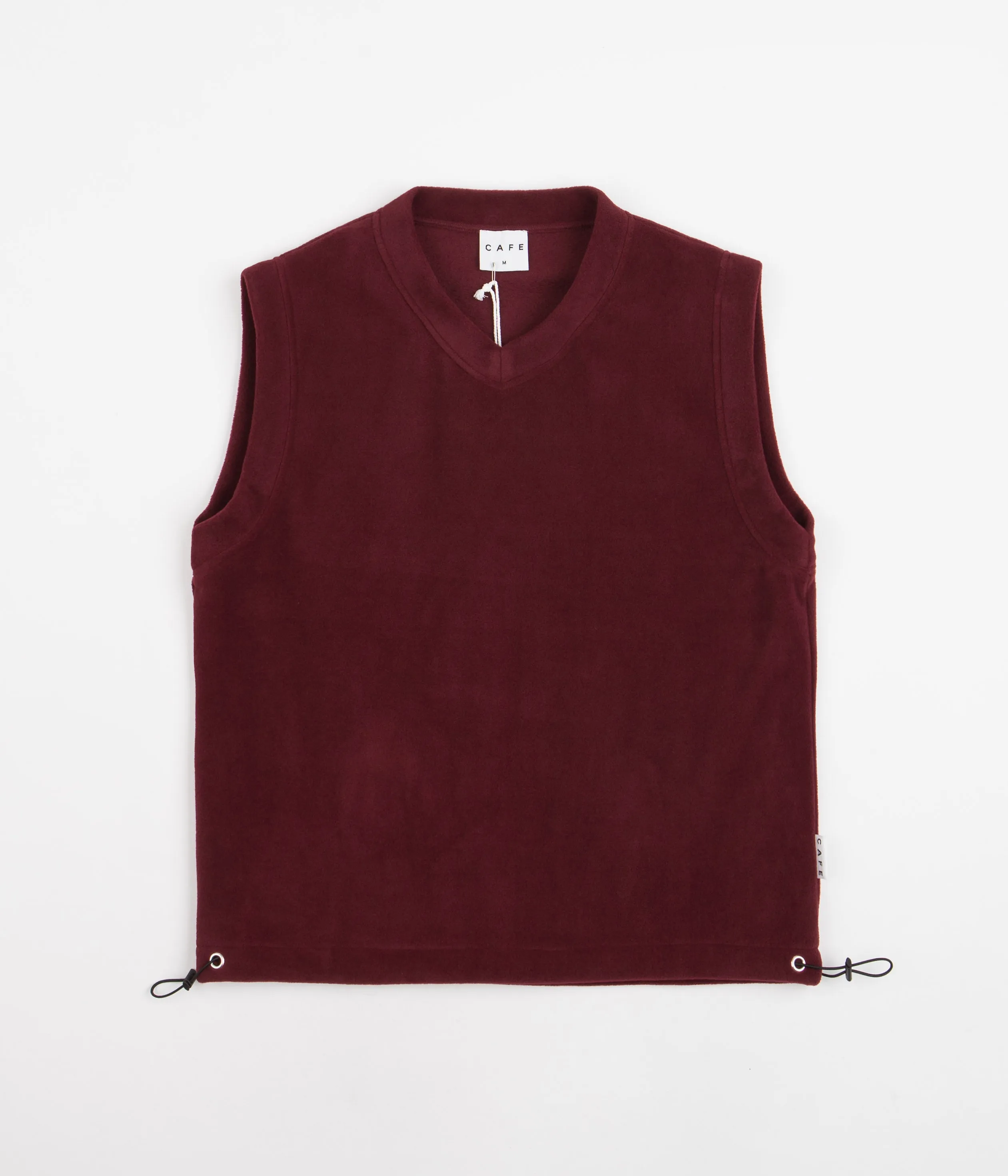 Skateboard Cafe Fleece Vest in Burgundy and Black