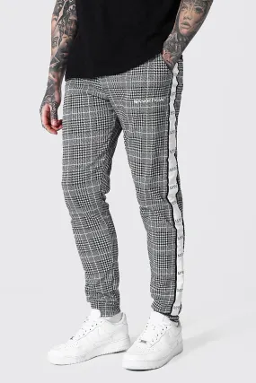 Skinny Man Side Tape Jacquard Joggers | boohooMAN UK