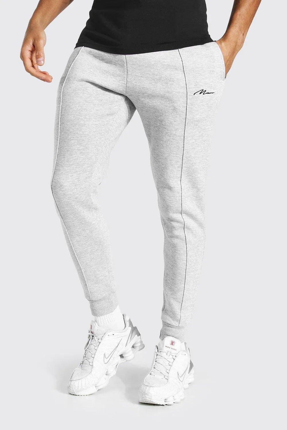 Skinny Man Signature Pintuck Joggers | boohooMAN UK