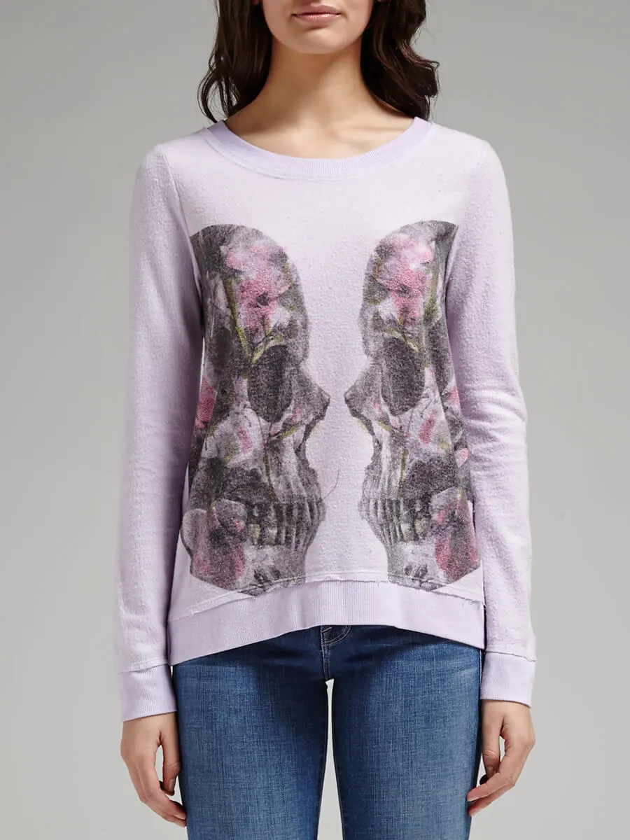 Skull Twins Printed Crew Neck Sweatshirt