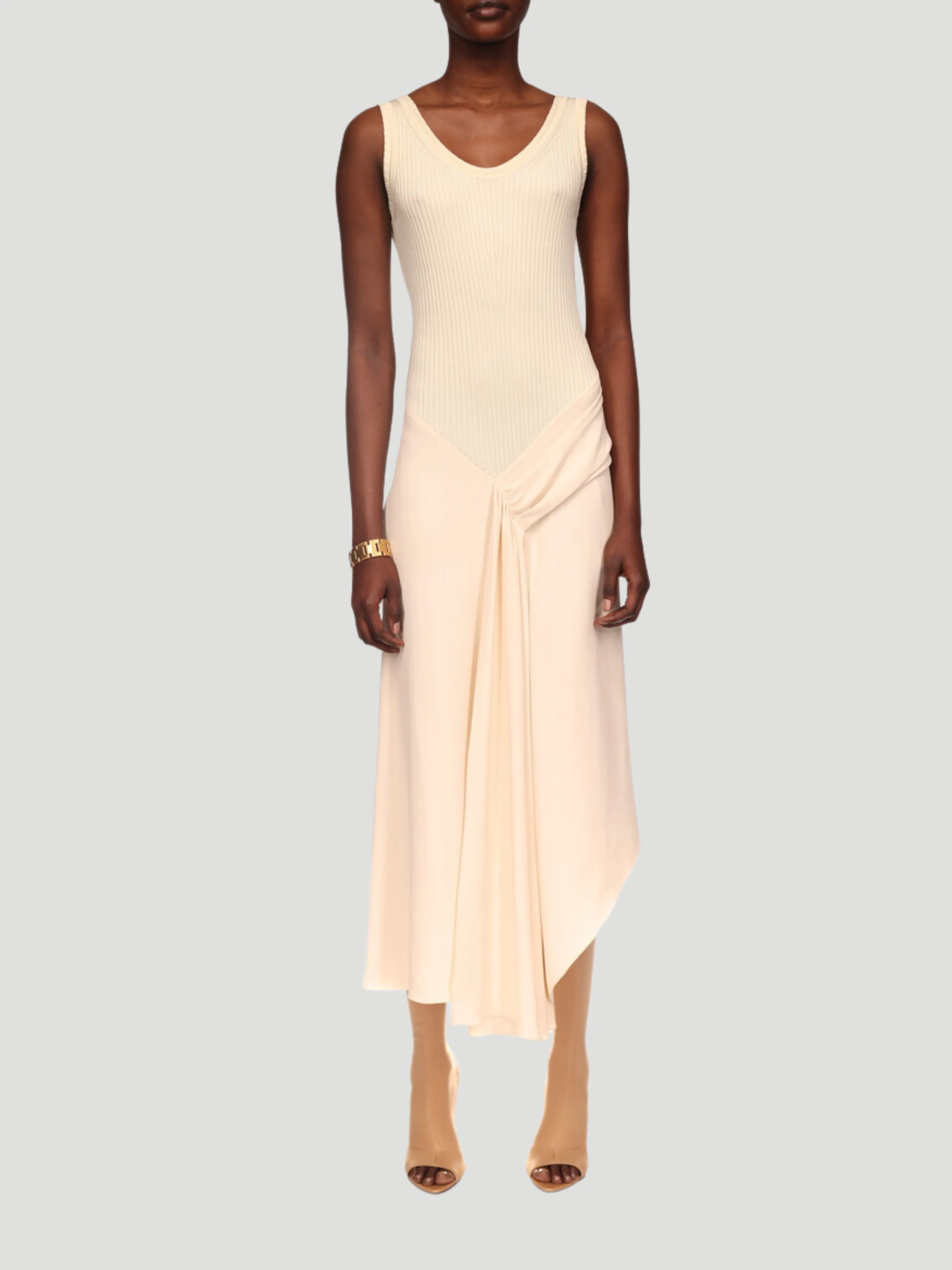 Sleeveless Cream Dress with Tie Detail | Shop Now