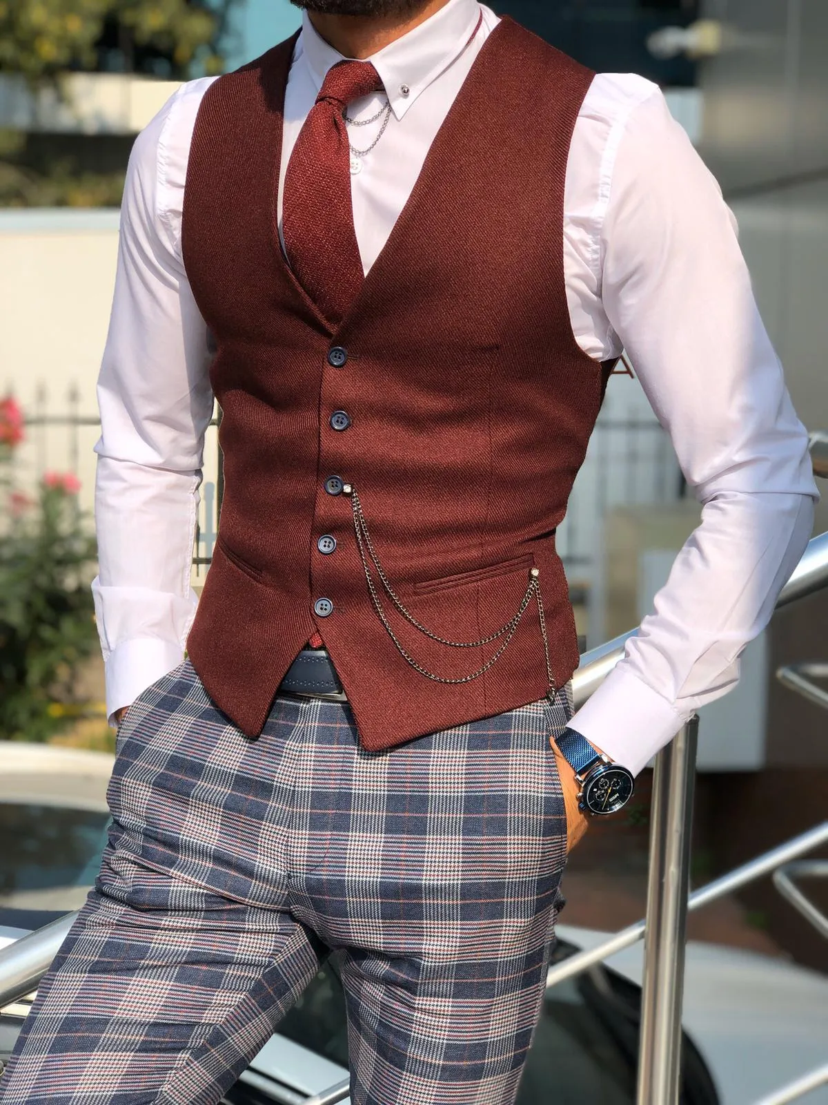 Slim-Fit Cotton Waist Coat