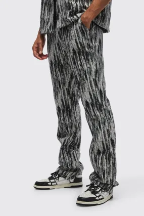 Slim Flared Stacked Abstract Tapestry Trousers