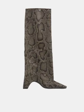 Snakeskin Wide Boots (COPSH03F6019-GREEN)