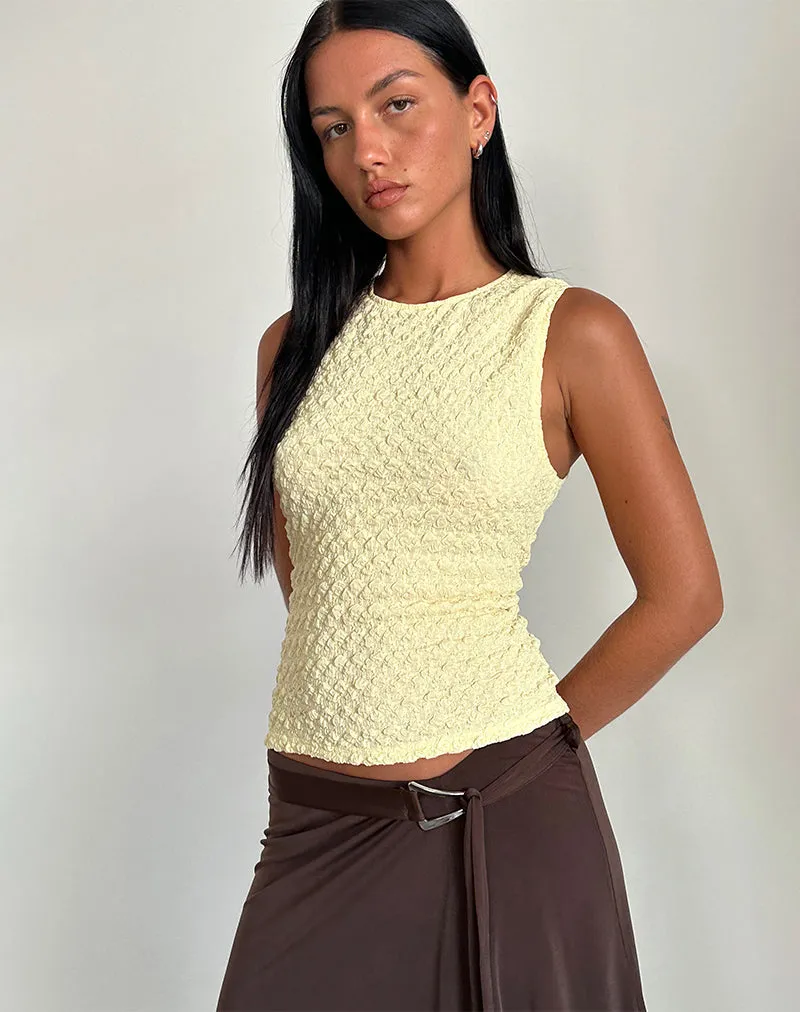 Soft Yellow Bubble Knit Mohala Top