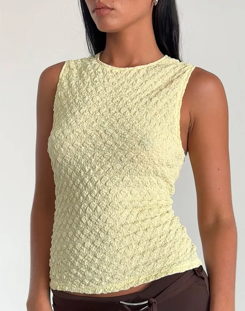 Soft Yellow Bubble Knit Mohala Top