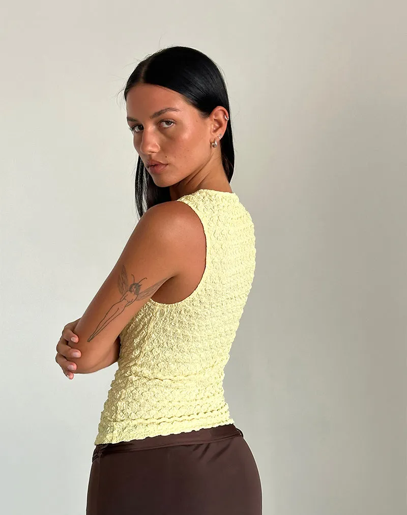 Soft Yellow Bubble Knit Mohala Top