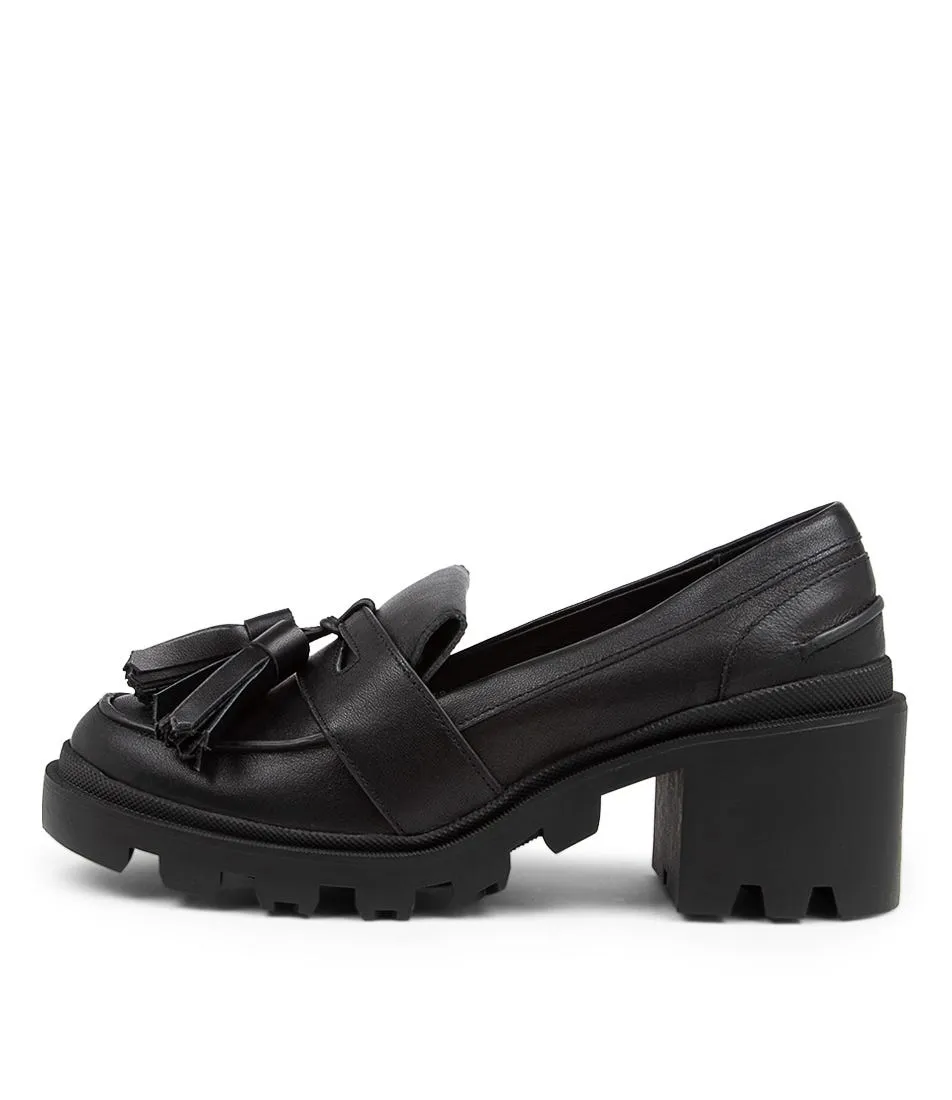 SOL SANA Lancer Black Leather Heels