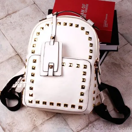 Solid Color Rivet Backpack for College Students.