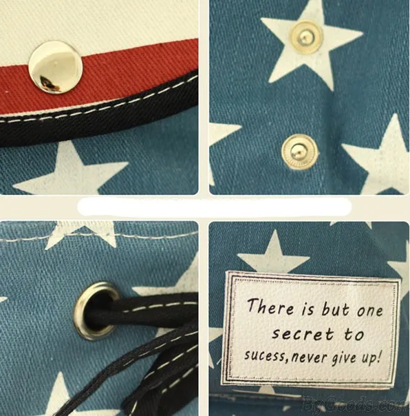 Stars & Stripes Canvas Backpacks with American Flag Design for Students