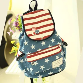 Stars & Stripes Canvas Backpacks with American Flag Design for Students