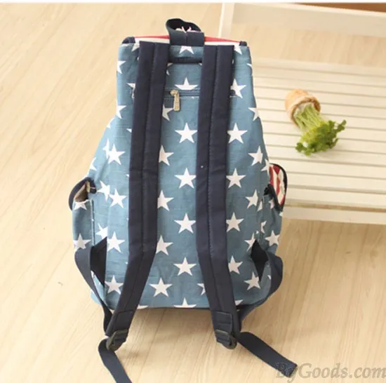 Stars & Stripes Canvas Backpacks with American Flag Design for Students