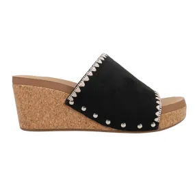 Stitch N Slide Studded Embroidered Wedge Sandals