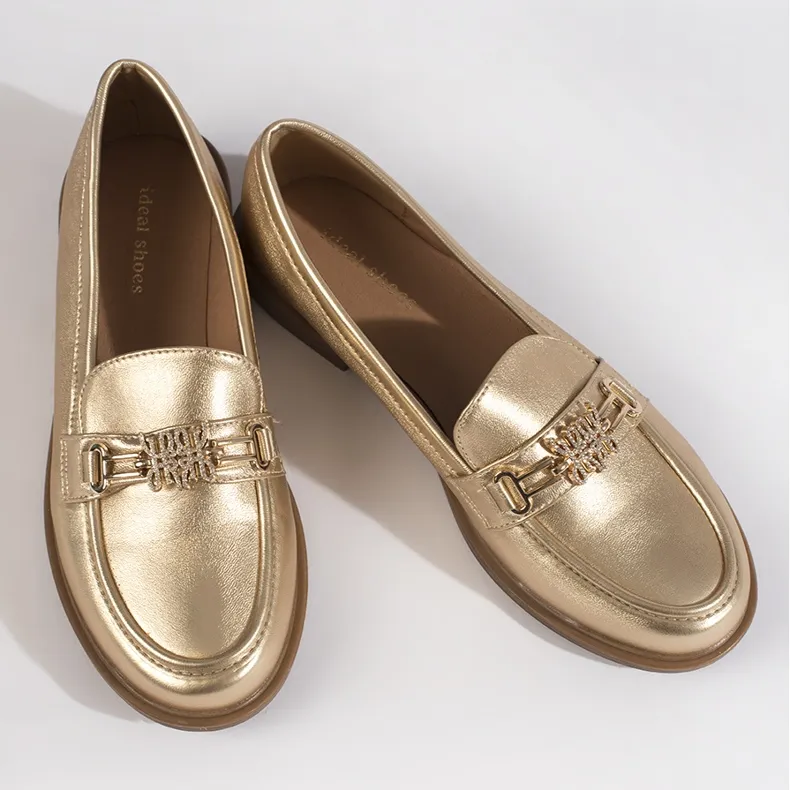 Golden Stylish women's gold moccasins