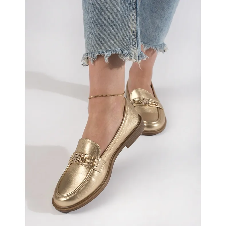 Golden Stylish women's gold moccasins