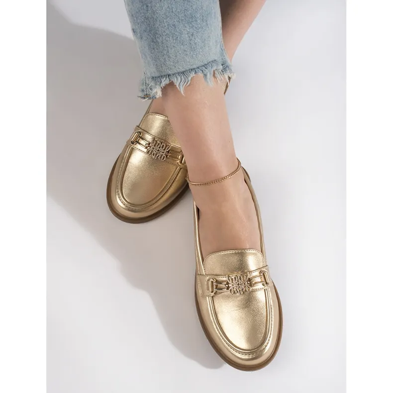 Golden Stylish women's gold moccasins