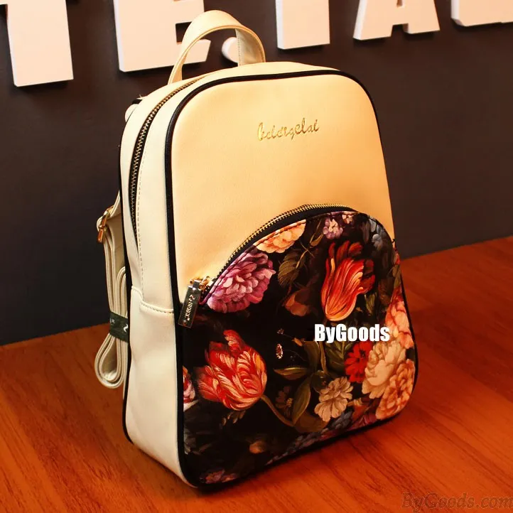 Summer Floral Print Vintage Backpacks.