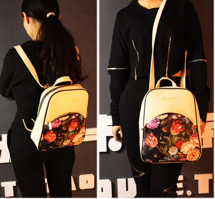 Summer Floral Print Vintage Backpacks.