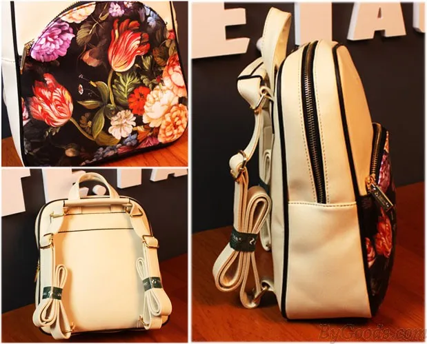 Summer Floral Print Vintage Backpacks.