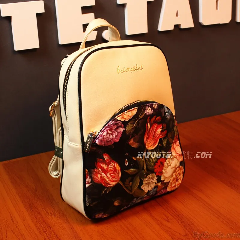 Summer Floral Print Vintage Backpacks.