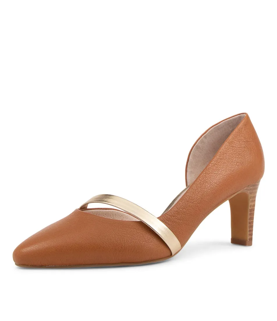 SUPERSOFT Narda2 Dark Tan Platinum Leather Heels