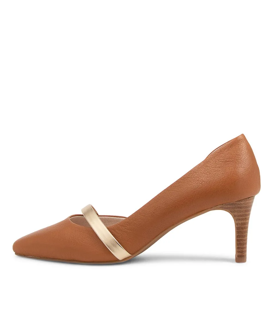 SUPERSOFT Narda2 Dark Tan Platinum Leather Heels