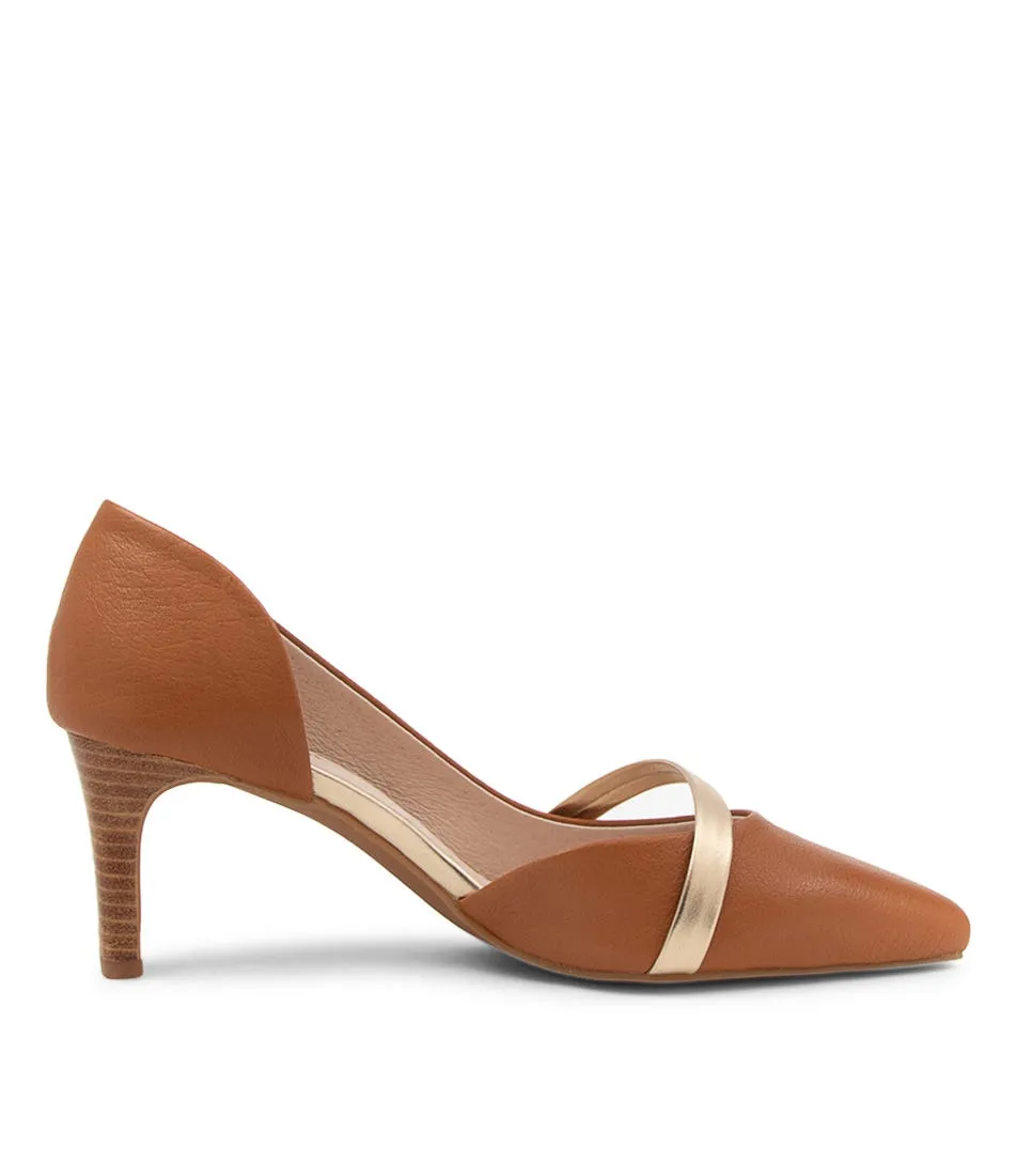 SUPERSOFT Narda2 Dark Tan Platinum Leather Heels